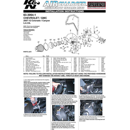 K&N AirCharger Performance Intake | GM Canyon/Colorado L4-2.9L (07-09) (63-3064-1)
