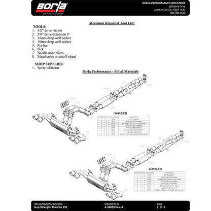 Borla S-Type Coated Black Cat-Back Exhaust | Jeep Wrangler Rubicon 392 (21-22) (140892CB)