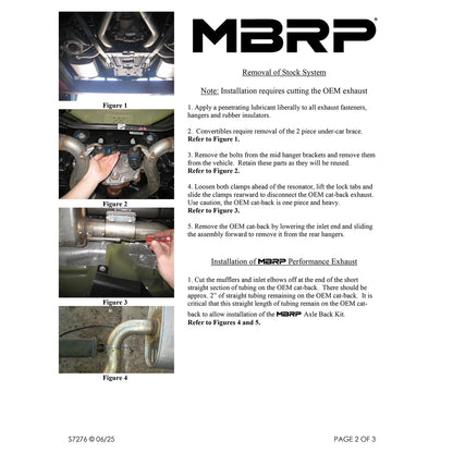 MBRP 2.5-In Race Dual Exit Axle-Back Exhaust w/ Black Tips | 2015 - 2017 Ford Mustang GT (S7276BLK)