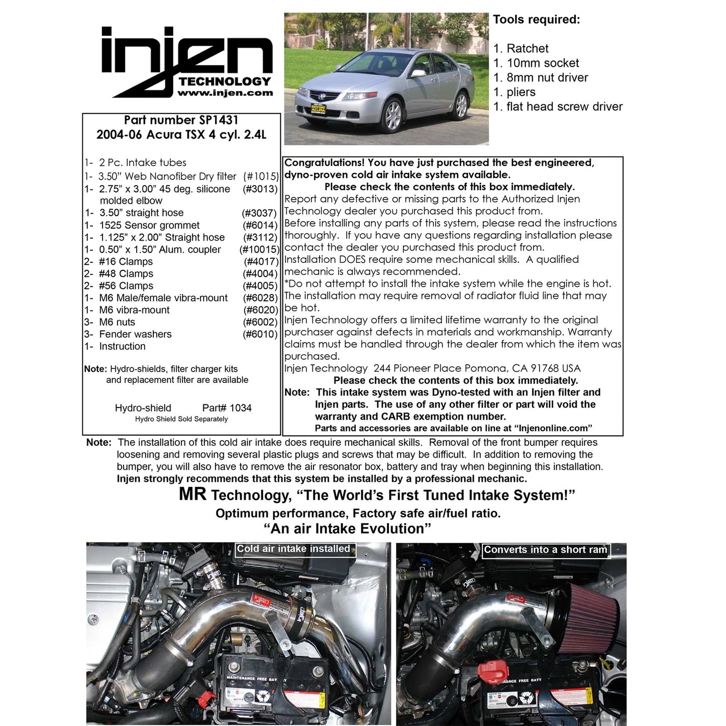 Injen Polished Cold Air Intake System | Acura TSX (04-06) (SP1431P)