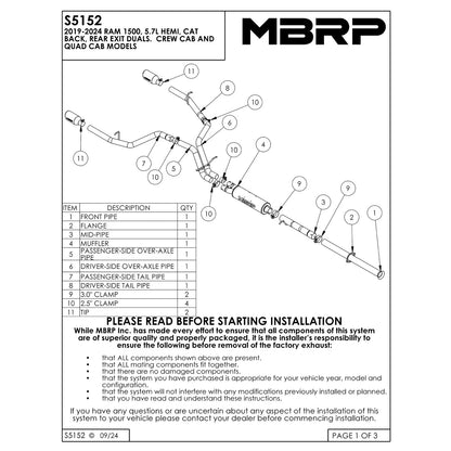 MBRP 3in Cat-Back Exhaust w/ 4.5in Tip | Ram 1500 19+ (S5152BLK)