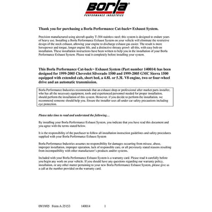 Borla Cat-Back Exhaust System - Touring | Multiple Fitments (140014)