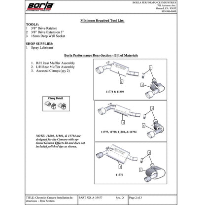 Borla Axle-Back Exhaust System - S-Type | 2010-2013 Chevrolet Camaro 6.2L (11801)