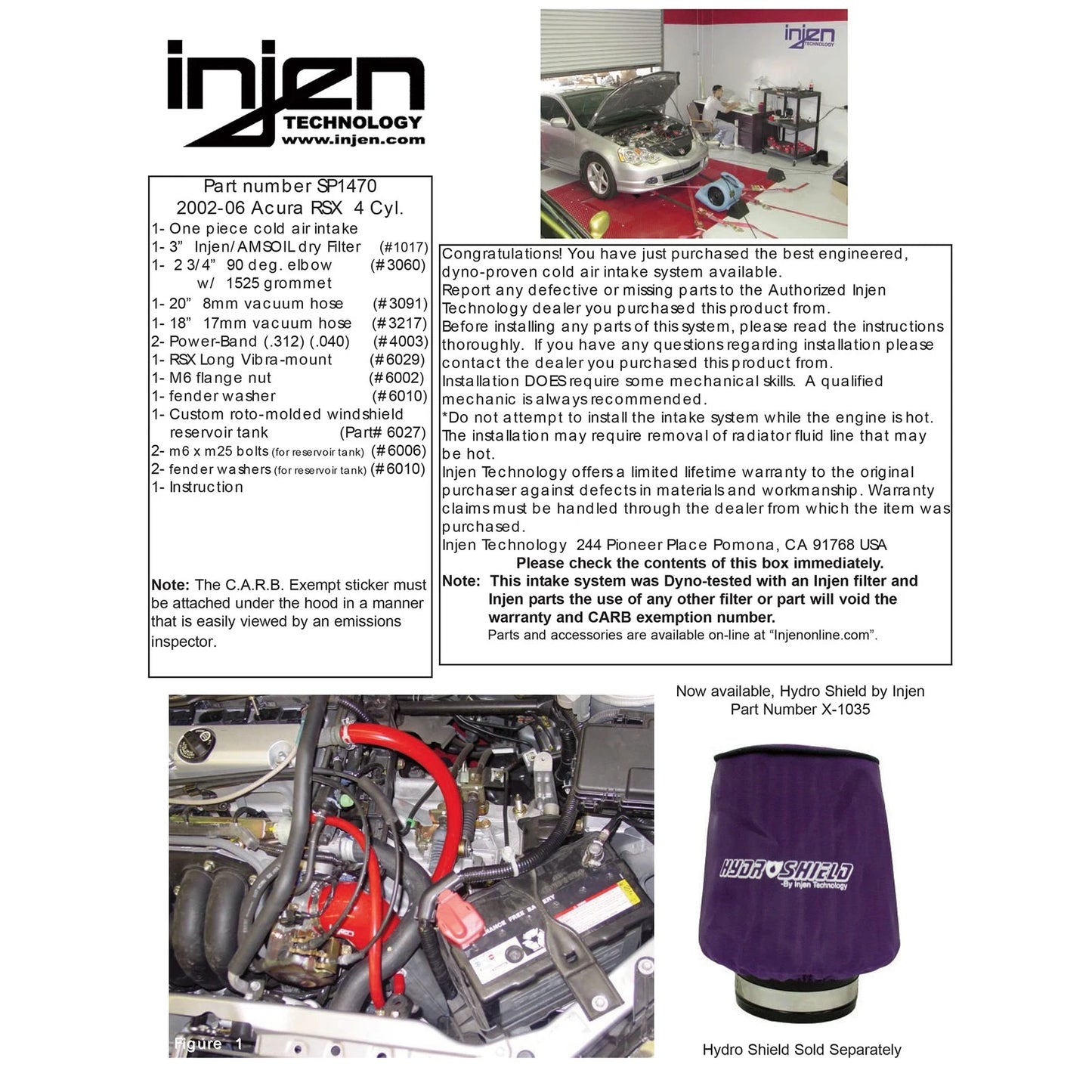 Injen Black CAI w/ Wiper Fluid | Acura RSX (02-06) (SP1470BLK)