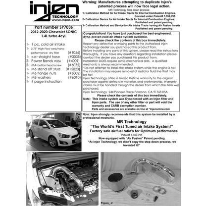 Injen 12-20 Chevrolet Sonic 1.4L Turbo Short Ram Cold Air Intake w/ MR Technology | Chevrolet Sonic, Cruze, Buick Encore GX, Trax (SP7036BLK)