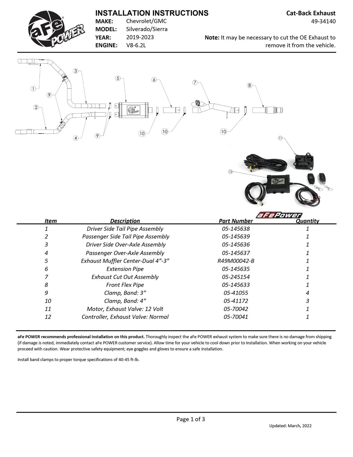 aFe Gemini XV 3in to Dual 3in 304 SS Cat-Back Exhaust | Chevy Silverado 1500 (19-22) (49-34140)
