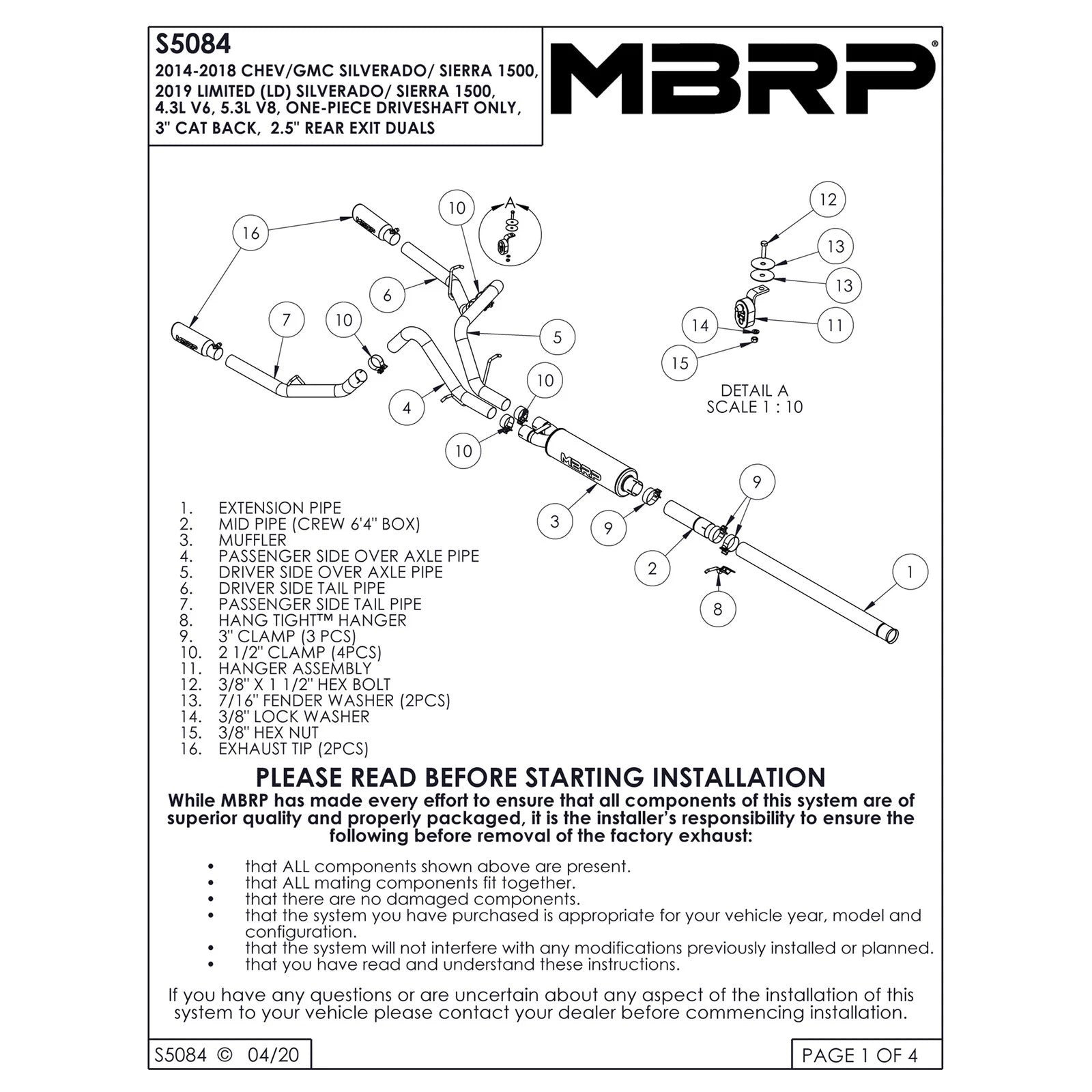 MBRP 3in Dual Alum Cat-Back Single Side | Chevy/GMC 1500 Silverado/Sierra (14) (S5084AL)
