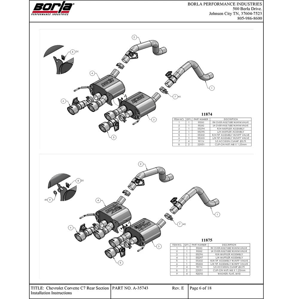 Borla Axle-Back Exhaust System | 2014-2019 Chevrolet Corvette Stingray C7 (11856)