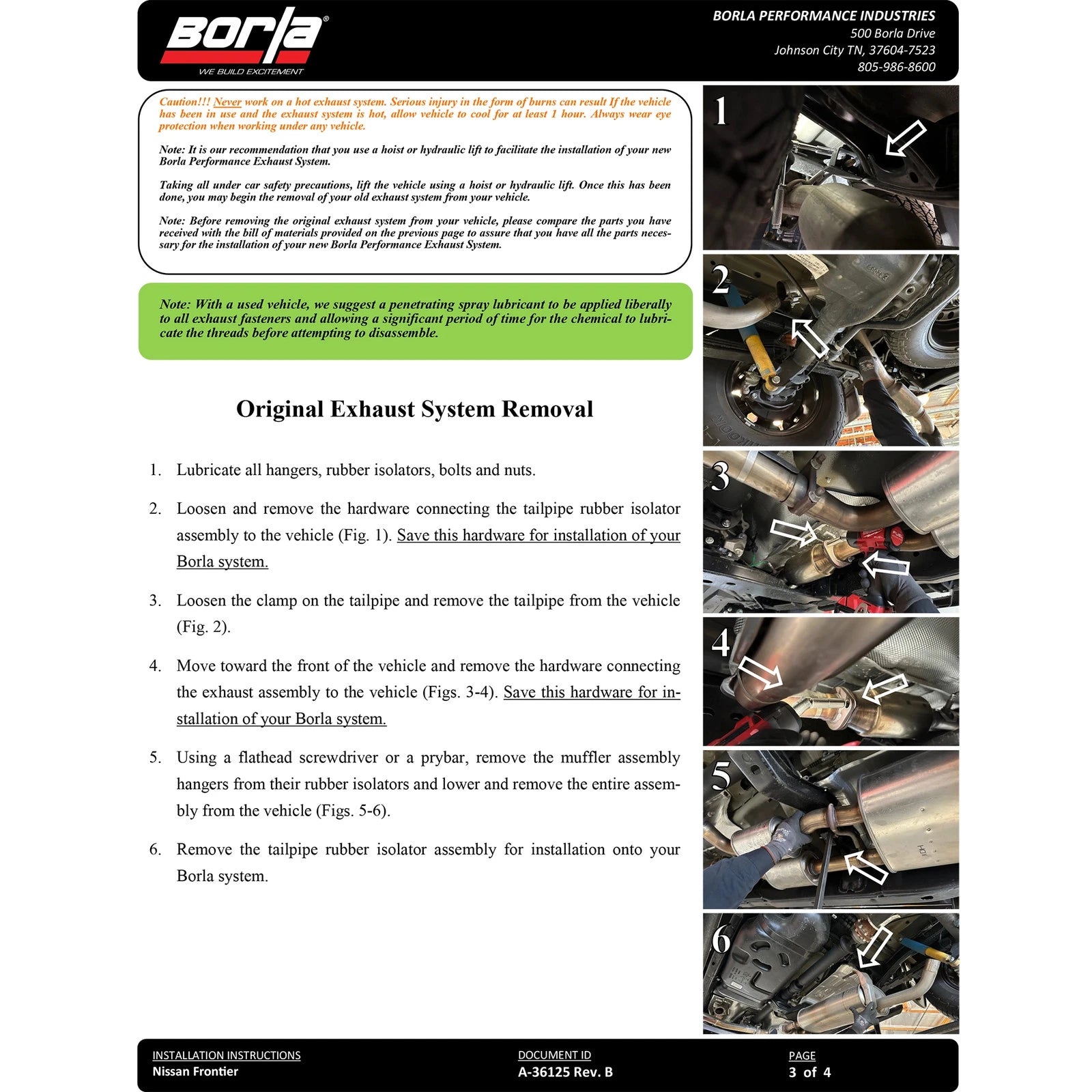 Borla 2.25" S-Type Catback Exhaust | Nissan Frontier 3.8L V6 22-24 Black Chrome Tips (140984BC)