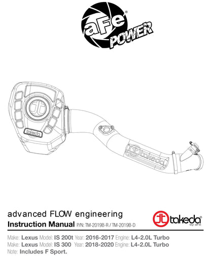 aFe Takeda Momentum GT Pro Dry S Cold Air Intake | Lexus IS 200t (16-17) (TM-2019B-D)