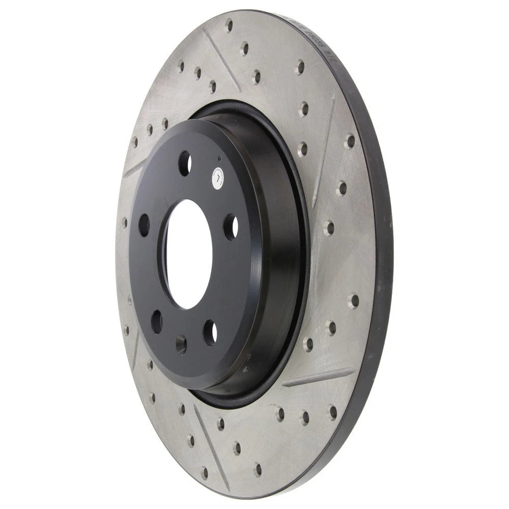 StopTech 127.33127L Rear Left Drilled Disc Brake Rotor for 2009-19 A4 / 09-17 Q5