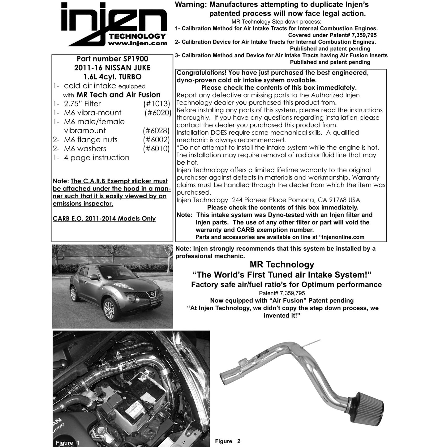 Injen SP Cold Air Intake System | 2013 - 2017 Nissan Juke (SP1900WR)