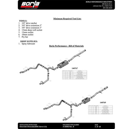 Borla Cat-Back Exhaust System - Touring | Multiple Fitments (140767)
