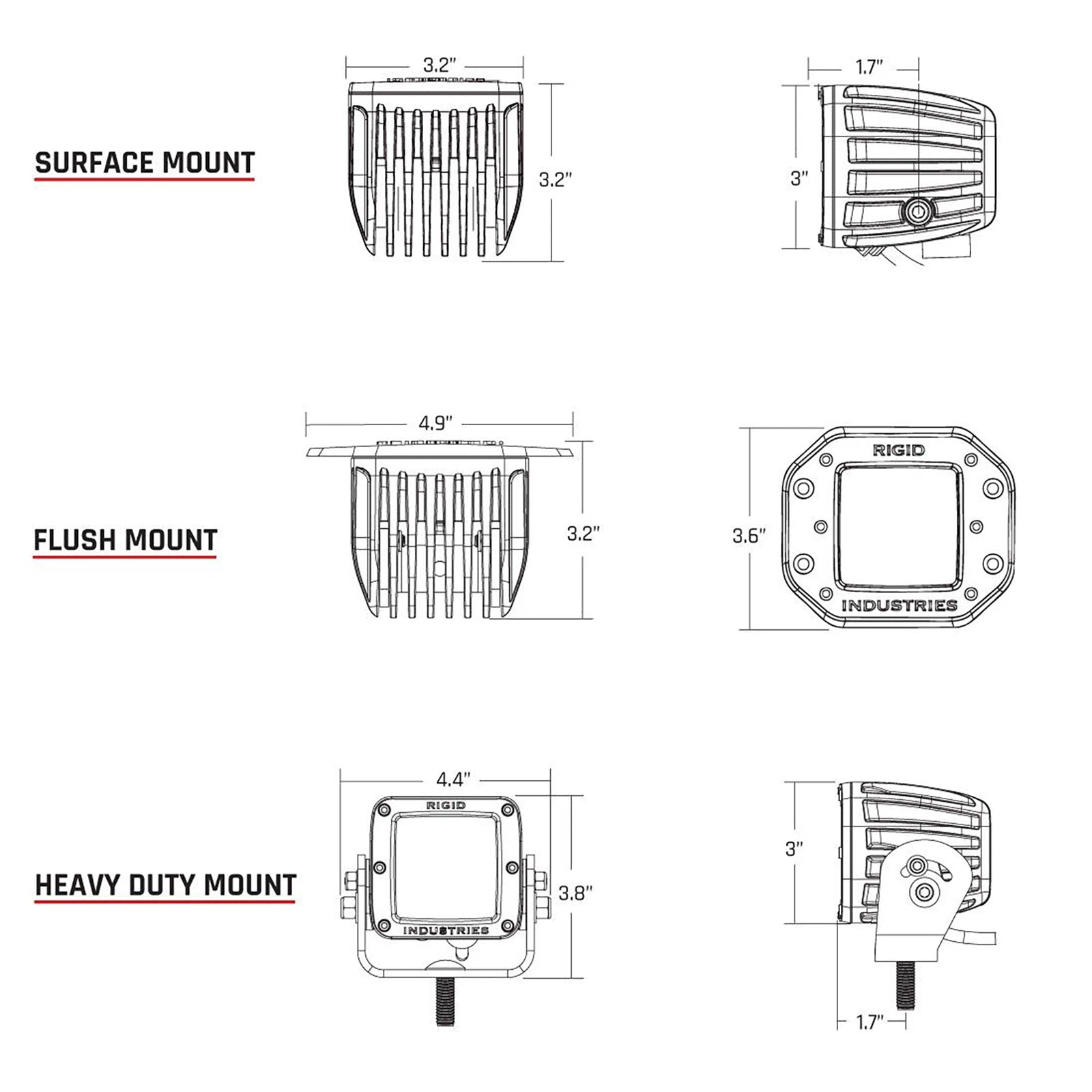 Rigid Industries Rigid D-Series Pro Midnight Light - Spot Diffused / Flush / Pair (RIG212513BLK)