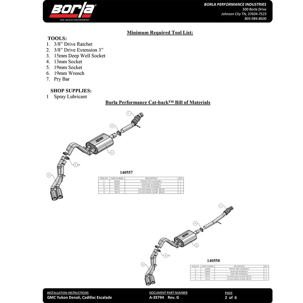 Borla Cat-Back Exhaust System - Touring | Multiple Fitments (140558)