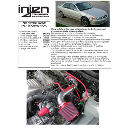Injen Short Ram Cold Air Intake System | 1997 - 1999 Toyota Camry (IS2020BLK)