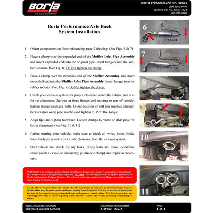 Borla Axle-Back Exhaust System - S-Type | 2017-2019 Chevrolet Cruze Hatchback 1.4L (11945)