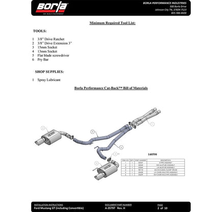 Borla Cat-Back Exhaust System - ATAK | 2015-2017 Ford Mustang 5.0L (140591)