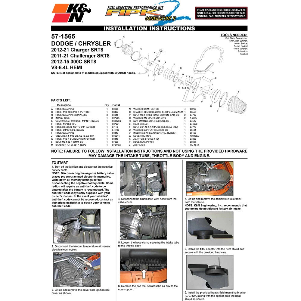 K&N FIPK Air Intake System | Multiple Fitments (57-1565)