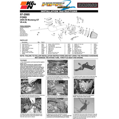 K&N Engineering Performance Intake Kit: Ford Mustang GT V8-4.6L 2005