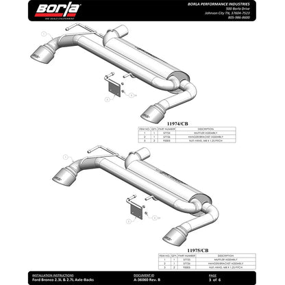 Borla 21-22 Ford Bronco 2.3L ATAK Axle Back Exhaust w/ Black Tips | Bronco VI (U725) (11975CB)