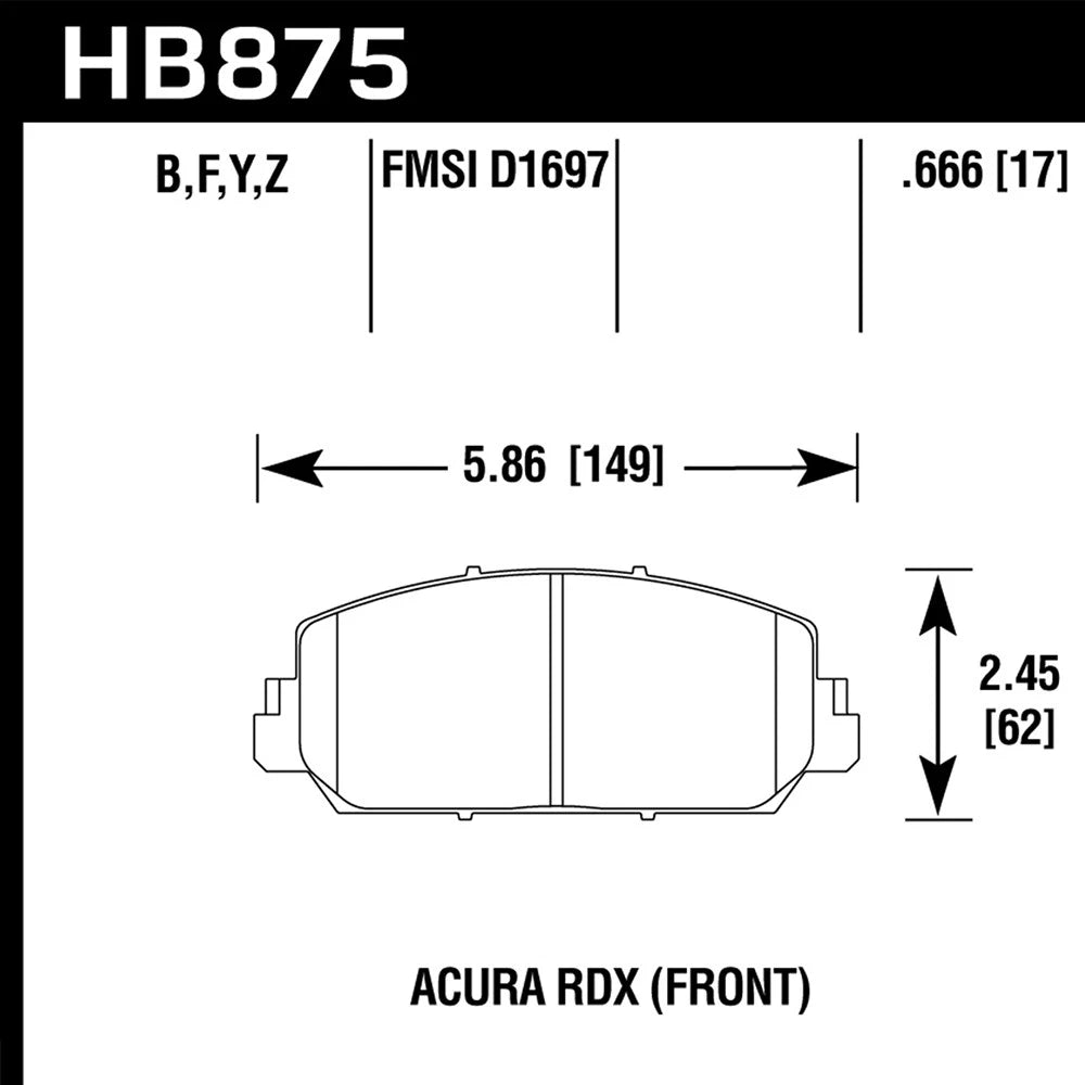 Hawk Performance Street Front Brake Pads | Acura RDX / RLX 2014–2017 (HB875F.666)