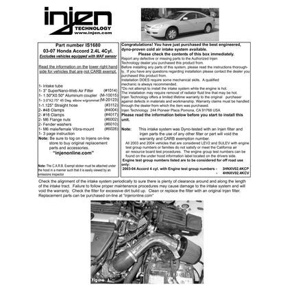 Injen Polished Short Ram Intake System | Honda Accord 4 Cyl. LEV Motor Only (03-04) (IS1680P)