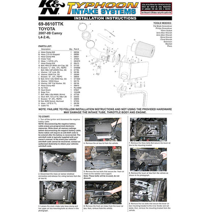 K&N Typhoon Short Ram Intake | Toyota Camry (07) (69-8610TTK)