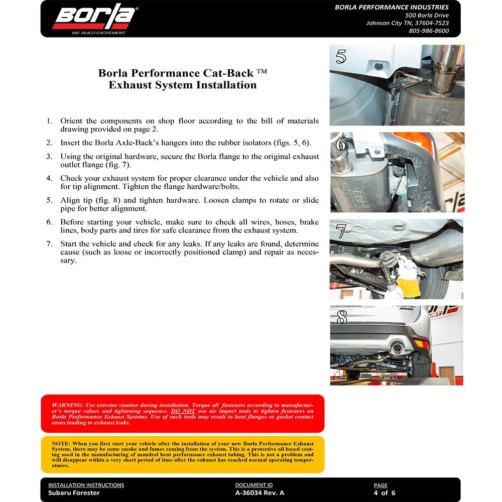 Borla Axle-Back Exhaust System S-Type | 2019-2021 Subaru Forester 2.5L (11966)