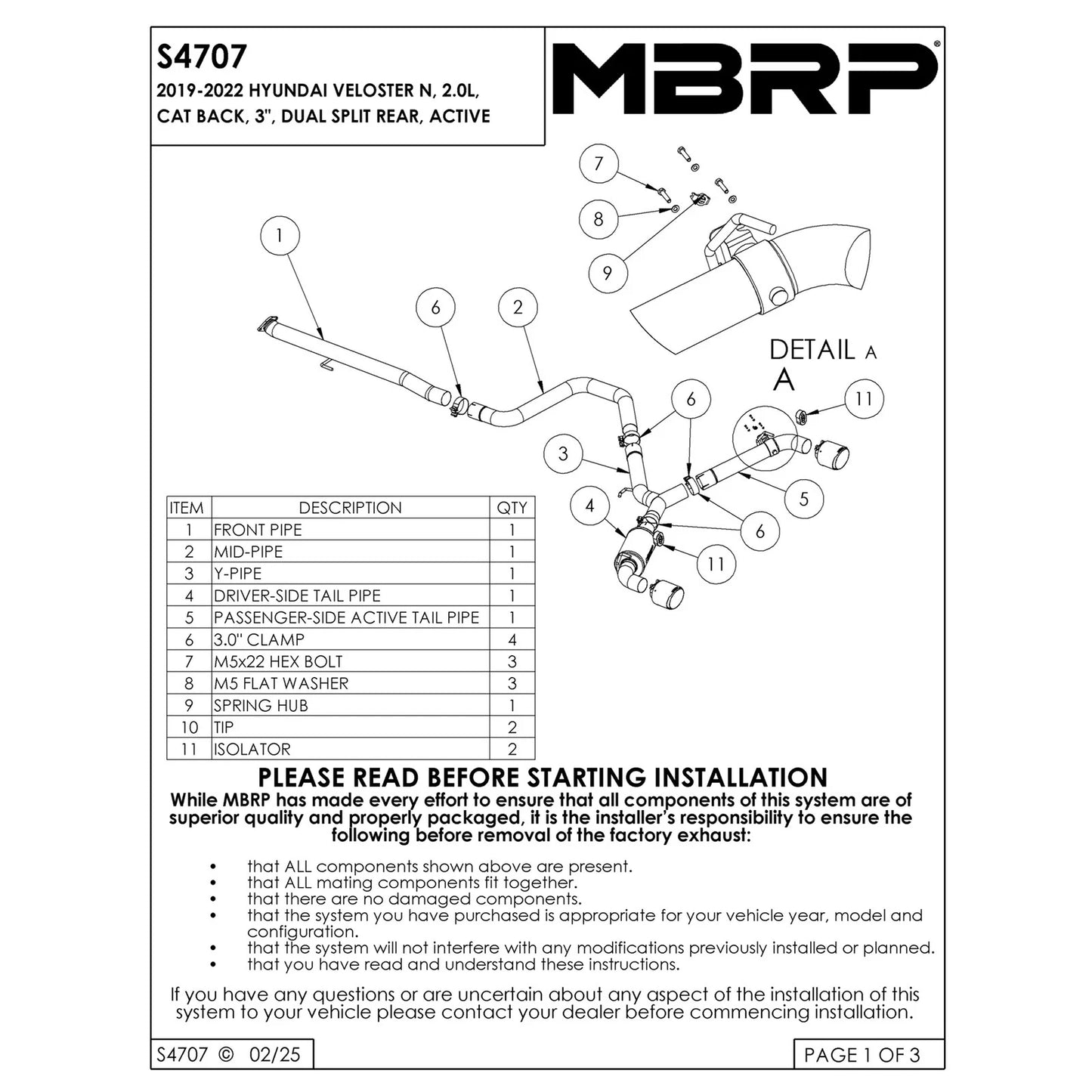 MBRP 3in D&S Catback Exhaust Dual Rear Exit w/ T304 & CF Tips | Veloster (19-22) (S47073CF)