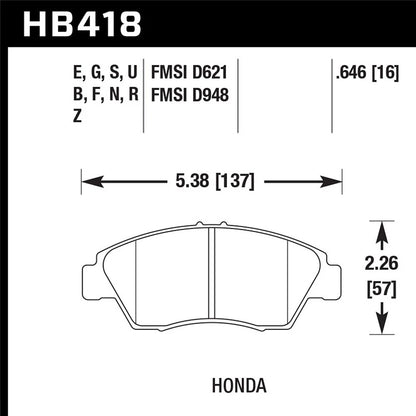 Hawk Performance HPS Rear Brake Pads | Multiple Honda Fitments (HB418F.646)