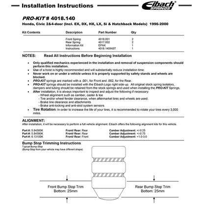 Eibach Pro-Kit | 1996-2000 Honda Civic (4018.140)