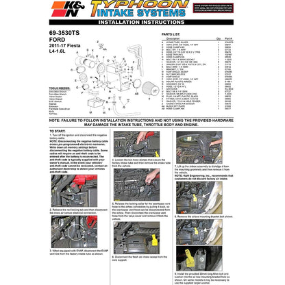 K&N Performance Intake | Ford Fiesta 1.6L L4 (11-12) (SKU: 69-3530TS)