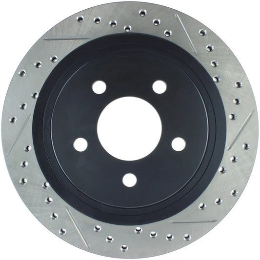 StopTech 127.61087L Rear Left Drilled Disc Brake Rotor for 2005-14 Ford Mustang