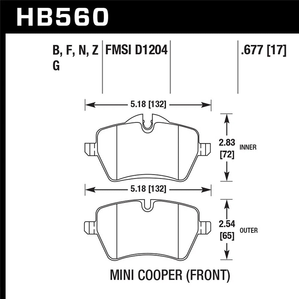 Hawk Performance HPS Street Front Brake Pads | 2006-2016 Mini Cooper (HB560F.677)