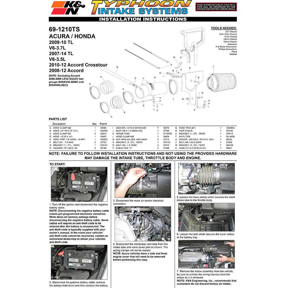 K&N 3.5L V6 Short Ram Intake | Honda Accord (08) (69-1210TS)