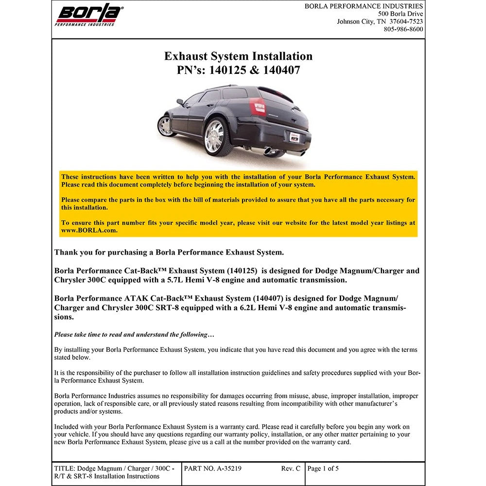 Borla Cat-Back Exhaust System - ATAK | Multiple Fitments (140407)