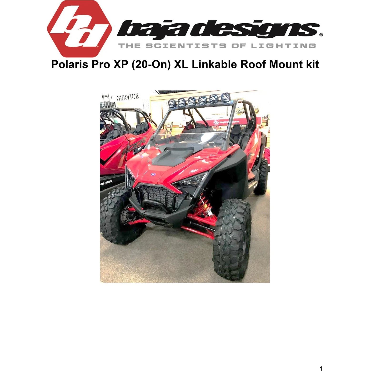 Baja Designs 447081 XL Sport LED Light Bar Black Aluminum for 20-24 Polaris RZR