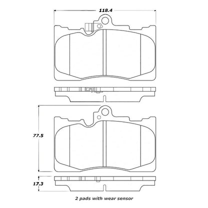 Stoptech Street Touring Brake Pads | 2006 Lexus GS320/430 and 2007-2008 Lexus GS350 (308.1118)