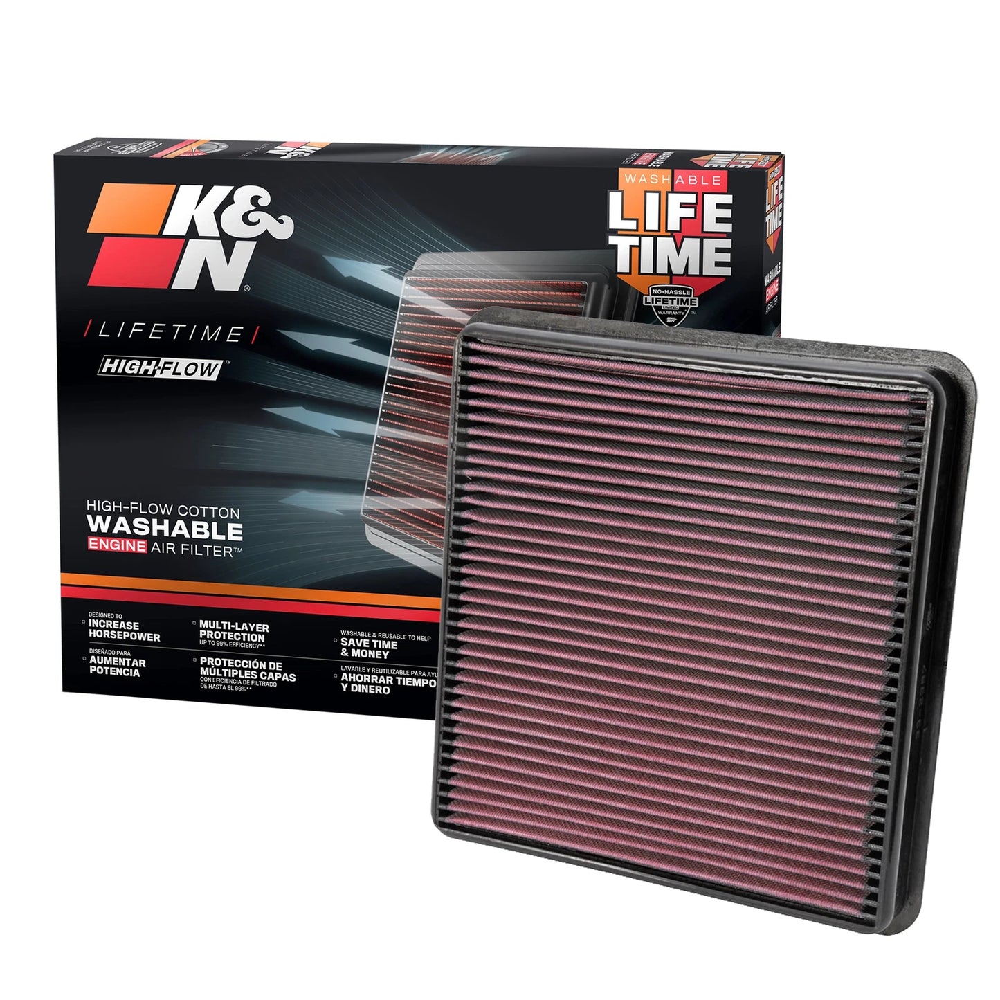 K&N 33-2387 Performance Air Filter for 2007-21 Land Cruiser LX570 / 07-14 Tundra