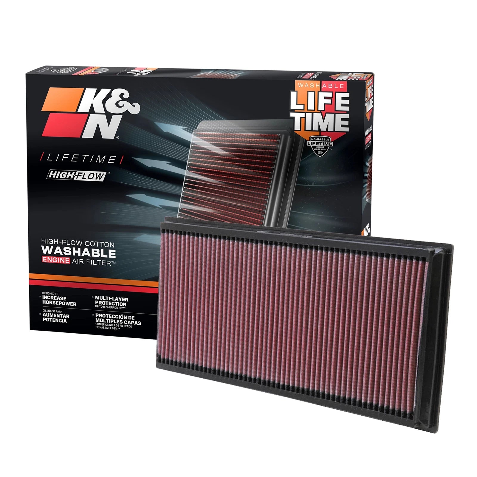 K&N 33-2857 Performance Air Filter for 02-19 Touareg / 02-18 Cayenne / 06-15 Q7