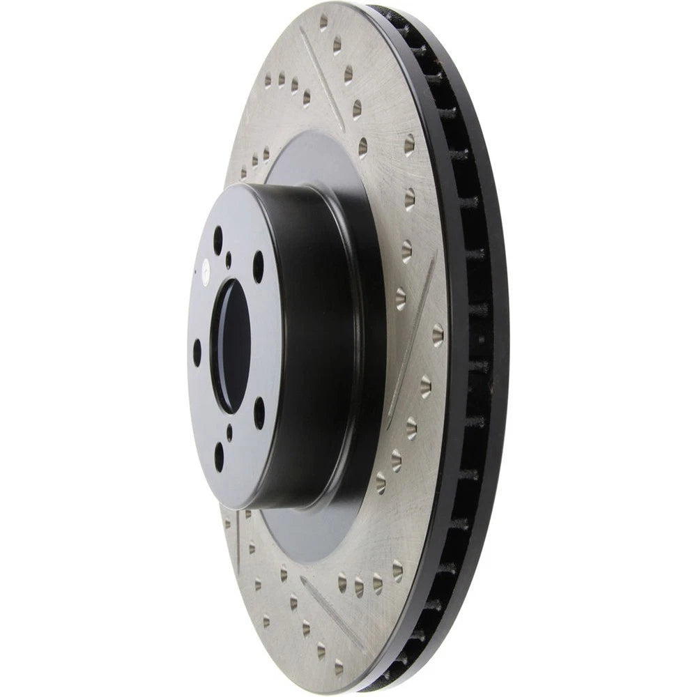 StopTech Slotted & Drilled Left Front Rotor | Subaru WRX (02-10) (127.47018L)