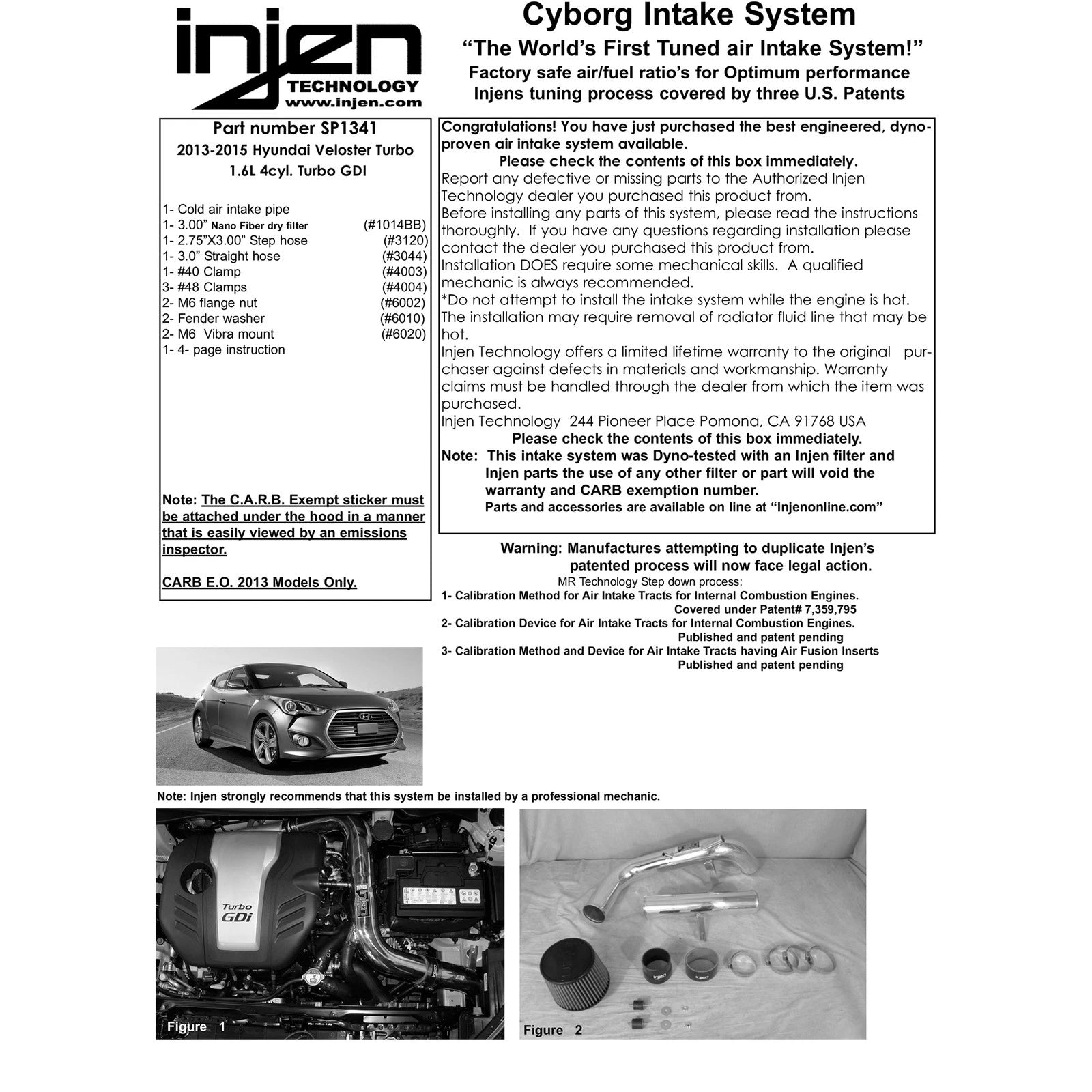 Injen Polished Cold Air Intake System | Hyundai Veloster Turbo 2013–2017 (SP1341P)