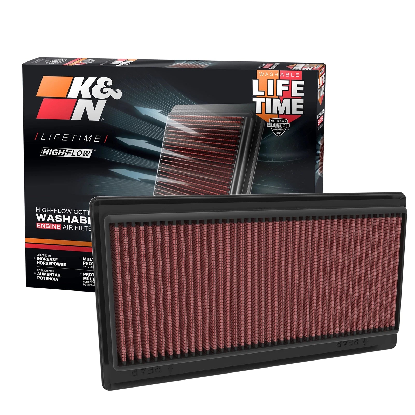 K&N 33-5117 High Flow Performance Air Filter for 22-24 MDX / 23-24 Pilot 3.5L V6
