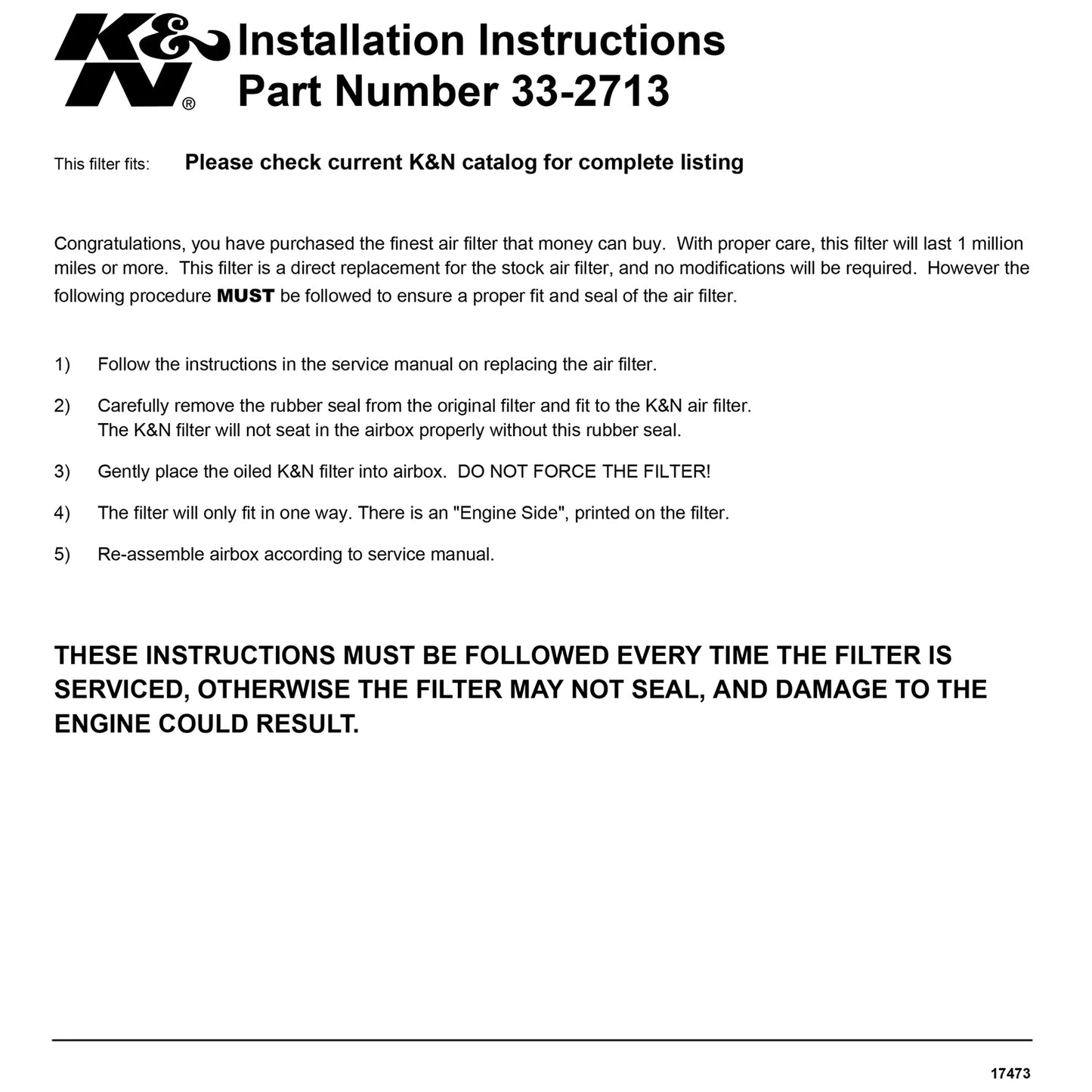 K&N Replacement Air Filter | 1991-2005 Acura NSX 3.0L/3.2L (33-2713)