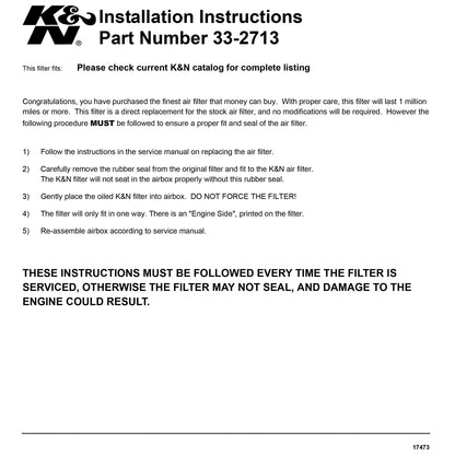 K&N Replacement Air Filter | 1991-2005 Acura NSX 3.0L/3.2L (33-2713)