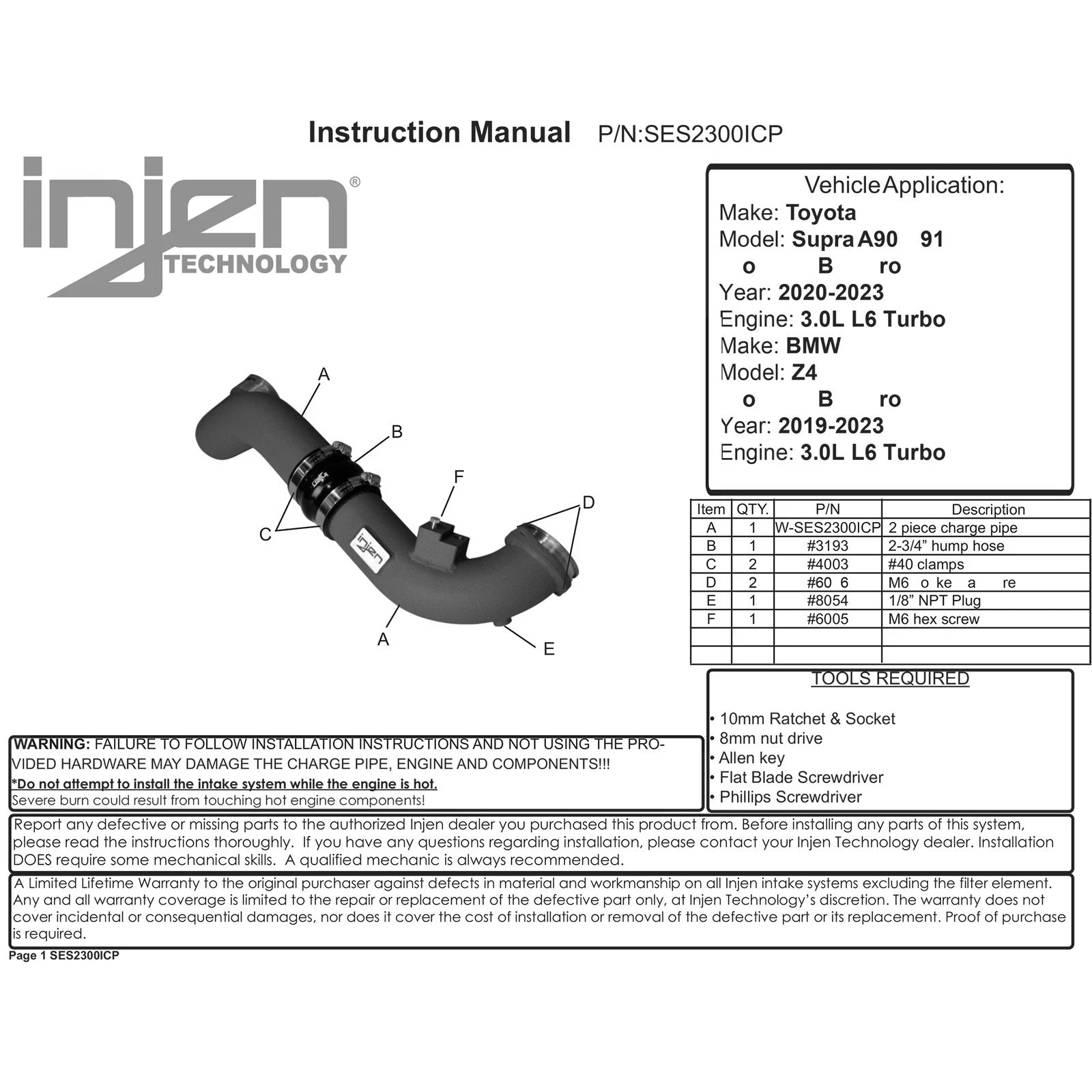 Injen Power Package - Wrinkle Black | BMW Z4 / Toyota Supra (18-26) (PK2300WB)