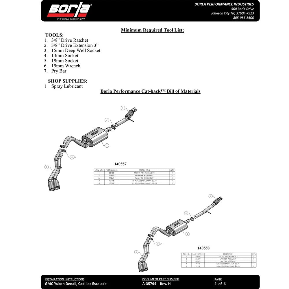 Borla Cat-Back Exhaust System - Touring | Multiple Fitments (140560)