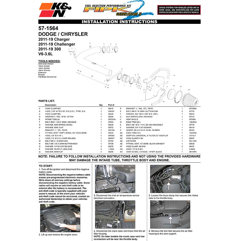 K&N FIPK Air Intake System | Multiple Fitments (57-1564)