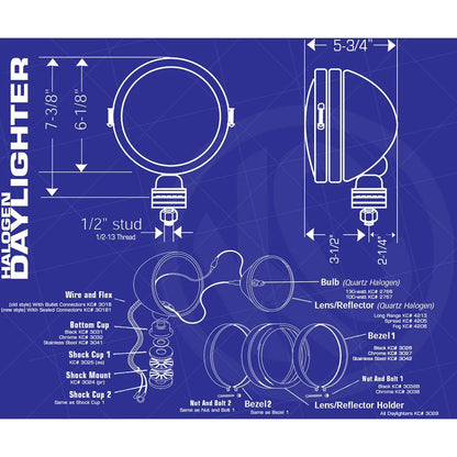 KC HiLites KC Hilites Daylighter Halogen - 6in / 100w Spot / Each (KC1238)